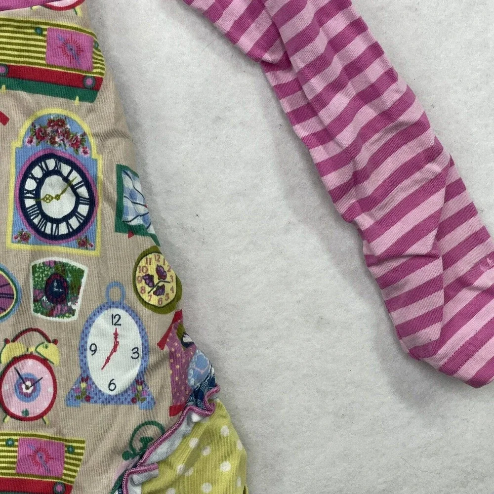 Matilda Jane Little‎ Girls Size 4 Pink Striped W/ Clock Print Top 2017